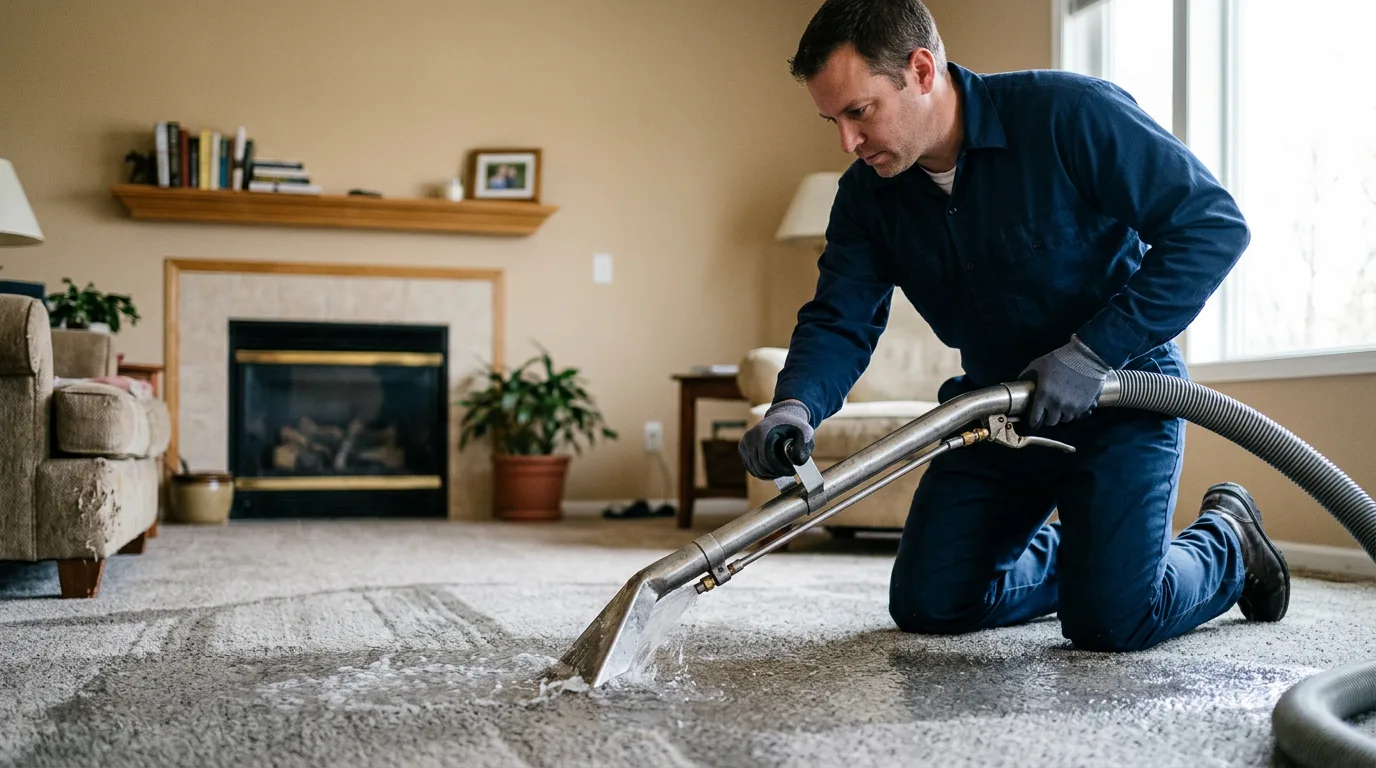 Water damage restoration technician working near Whittemore, IA